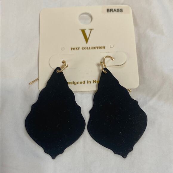 Black Brass Earrings - Never Worn Morocco Vibe Designed in NYC - Picture 1 of 4